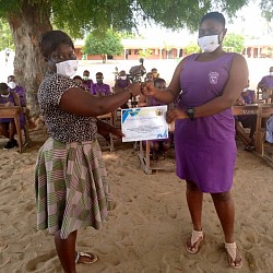 School prefect receiving an award
